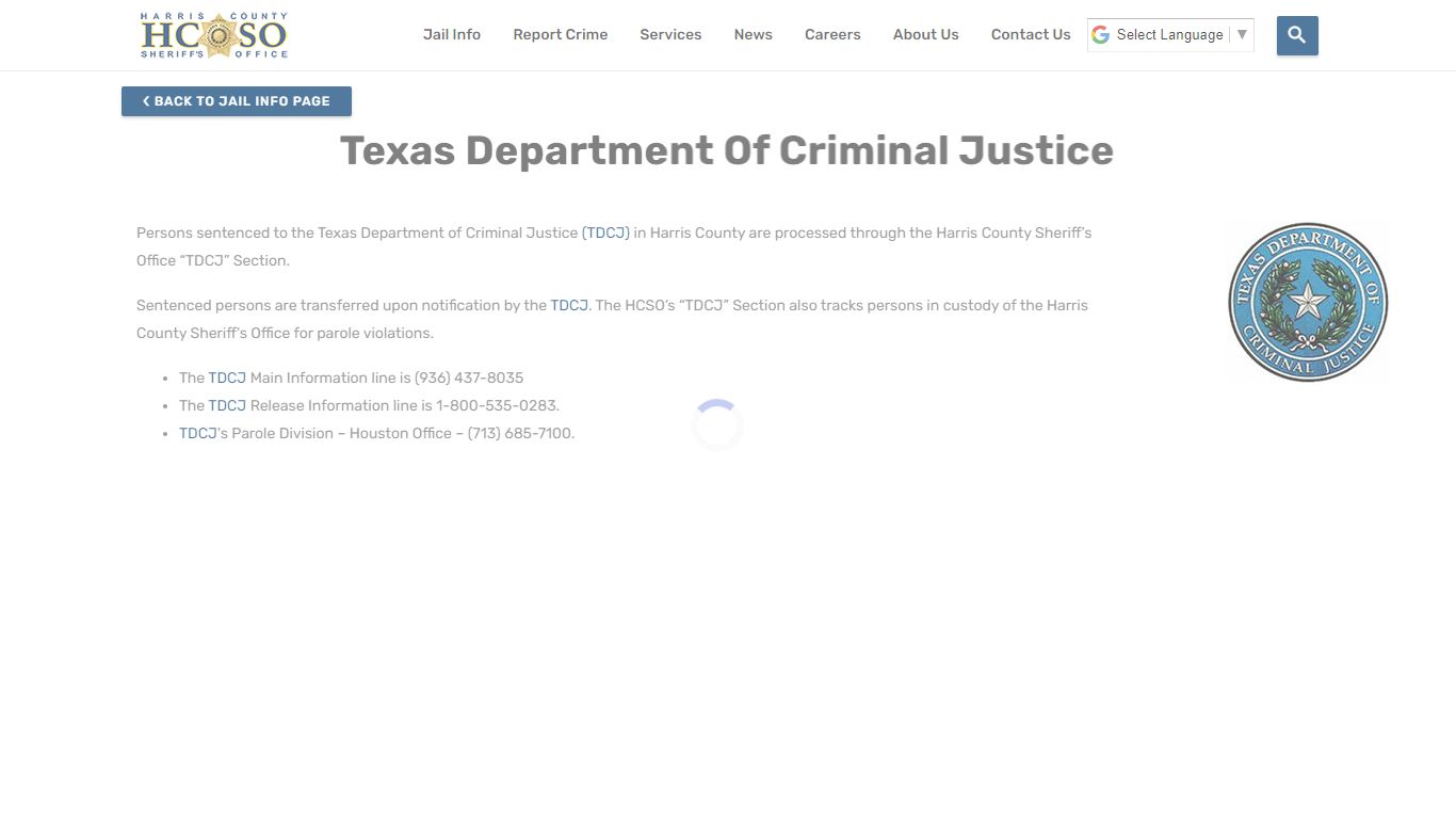 Texas Department of Criminal Justice - Harris County Texas Sheriff's Office